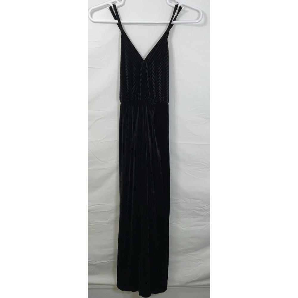 NWT Women's Simplee Black Crushed Velvet Ribbed Maxi Dress Backless Black XS
